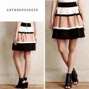 Anthropologie HD in Paris Veldt Striped Pleated Skirt Mini skirt lined Small